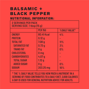 Balsamic + Black Pepper | Sample Pack The Classics | Nutritional Information |  Boombay