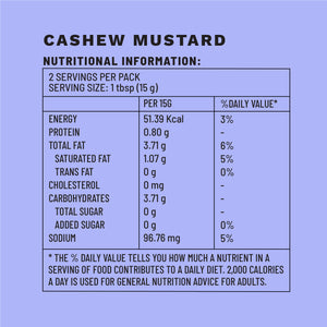Cashew + Mustard | Sample Pack Dip & Spread | Nutritional Information | Boombay