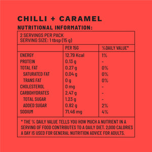Chilli + Caramel | Sample Pack The Classics | Nutritional Information |  Boombay