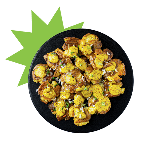 Smashed Potatoes with Sweet Mustard
