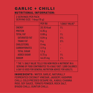 Garlic + Chilli | Sample Pack Spice Box | Nutritional Information | Boombay