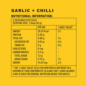 Garlic + Chili | Sample Pack Stir Fry Sauces | Nutritional Information | Boombay