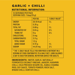 Garlic + Chilli | Stir Fry Sauce | Nutritional Information | Boombay