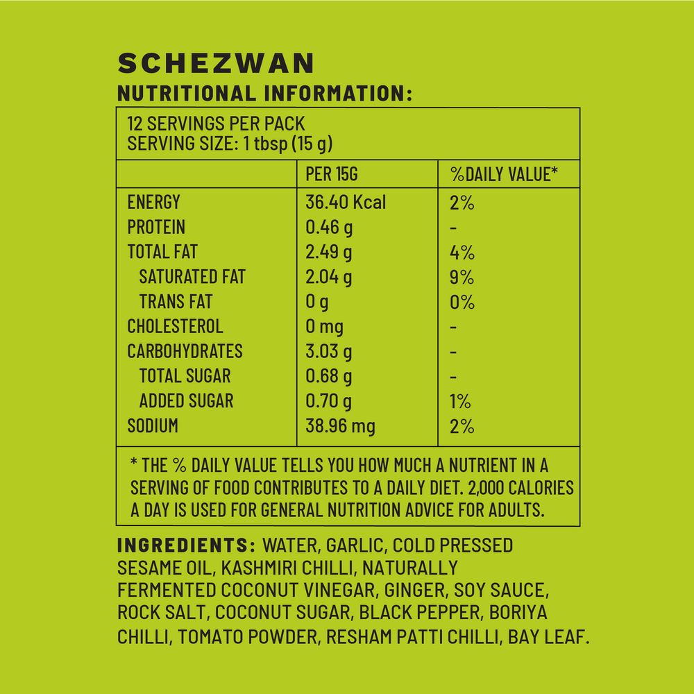 Schezwan | Sauce | Nutritional Information | Boombay