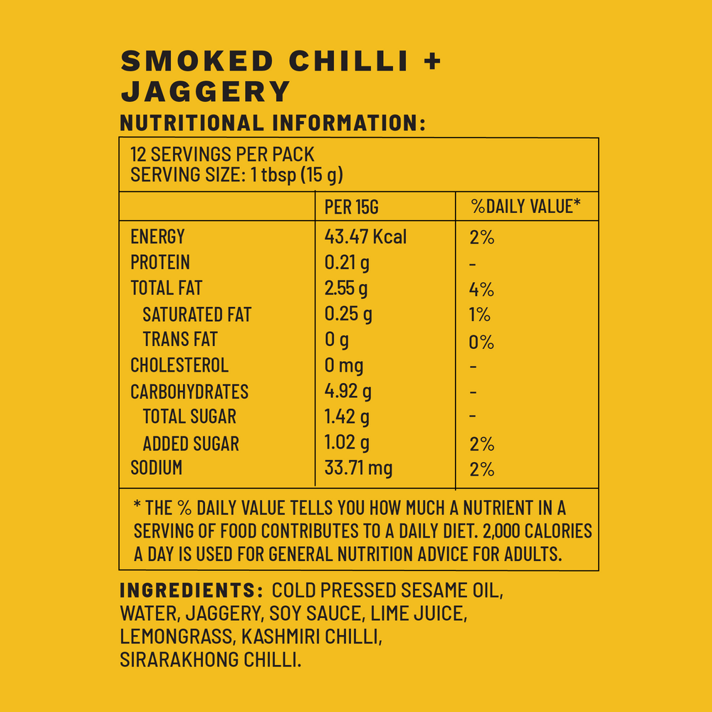 Smoked Chilli Jaggery | Dressing | Nutritional Information | Boombay