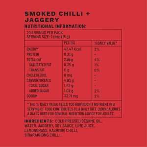 Smoked Chilli Jaggery | Sample Pack Spice Box | Nutritional Information | Boombay