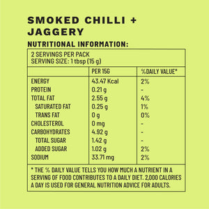 Smoked Chilli + Jaggery | Sample Pack Dressings | Nutritional Information | Boombay