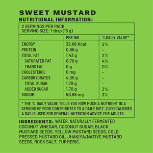 Sweet Mustard | Sample Pack Table Condiments | Nutritional Information | Boombay