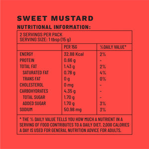 Sweet Mustard | Sample Pack Table Condiments | Nutritional Information | Boombay