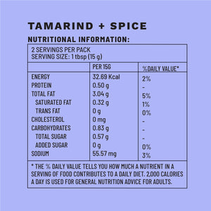 Tamarind + Spice | Sample Pack Dip & Spread | Nutritional Information | Boombay