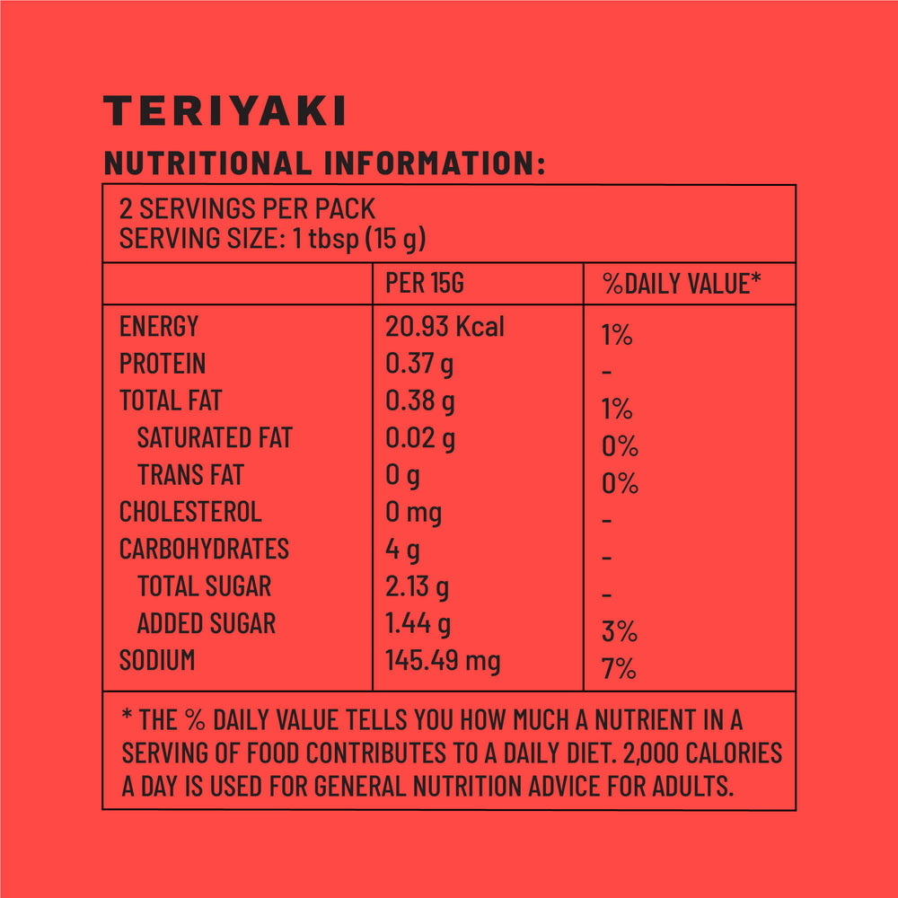 Teriyaki Nutritional Information - Boombay