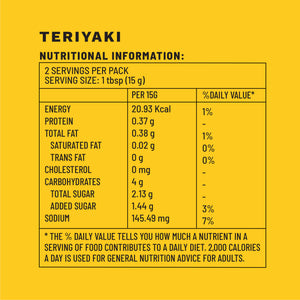 Teriyaki | Sample Pack Stir Fry Sauces | Nutritional Information | Boombay